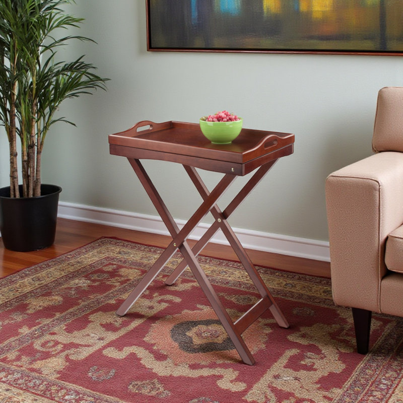 Table-plateau au fini noyer antique Noah avec pieds en cors H 29,53 po x L 24,02 po x P 14,65 po