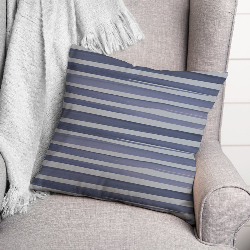 Striped Reversible Throw Pillow, Blue