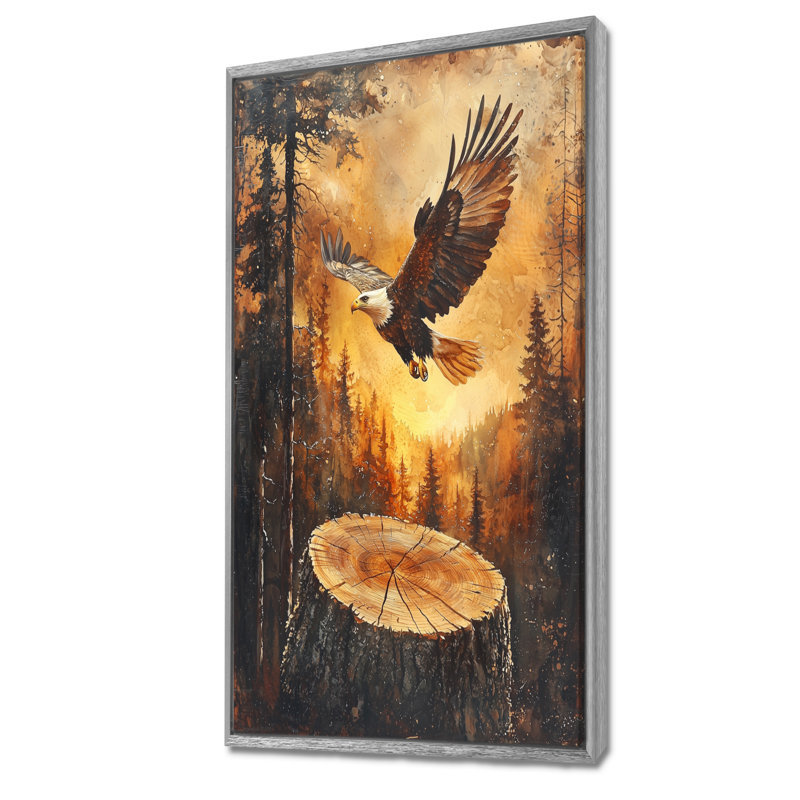 Andreana, grand aigle, esprit du vent I - aigle, art mural, H 60 po x l 28 po, Argent argent