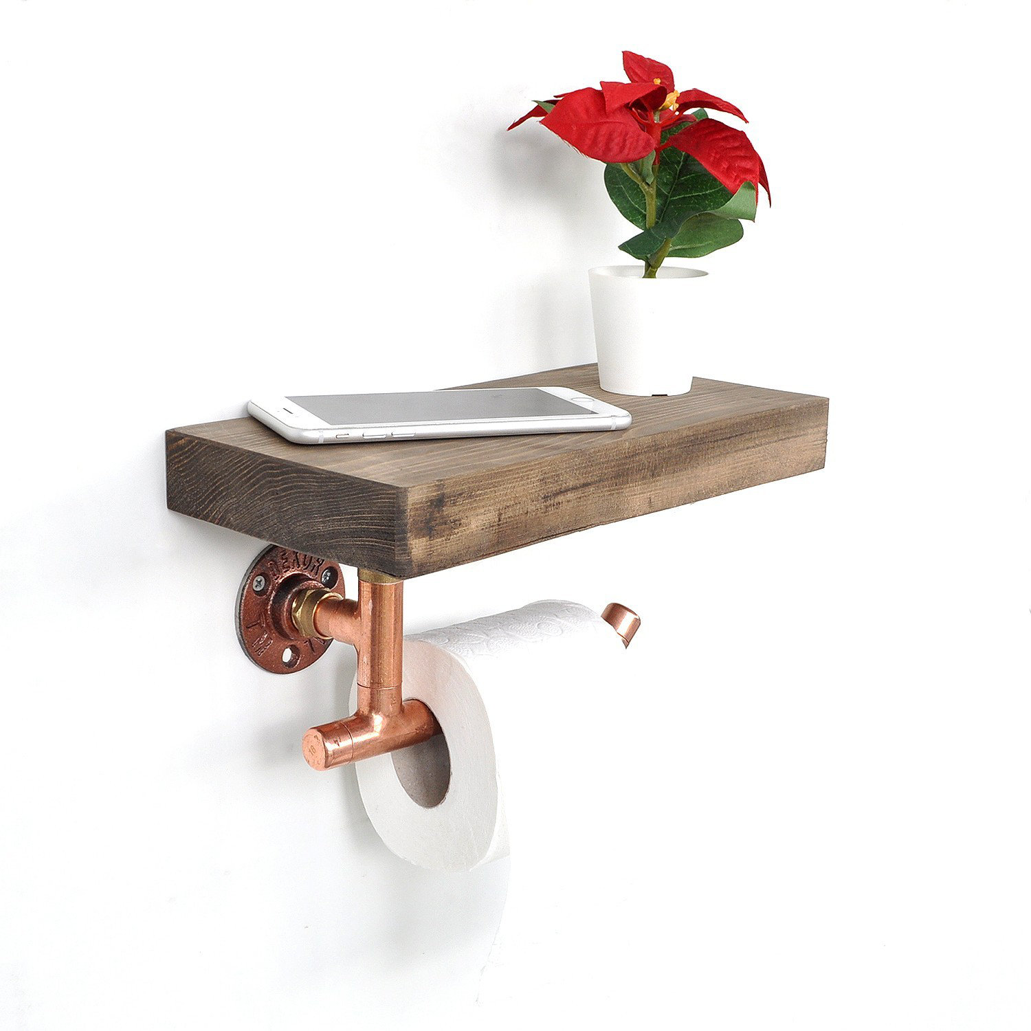 SpiritHome Handmade Industrial Copper Pipe Wall Mounted Toilet Paper ...