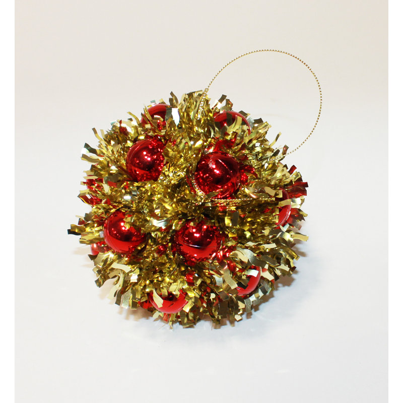 Ornement de Noël 5 po, Doré / rouge
