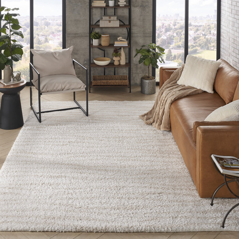 Tapis d'intérieur moderne ivoire Ebern Ebern Designs, Rectangle 7 pi 10 po x 9 pi 10 po