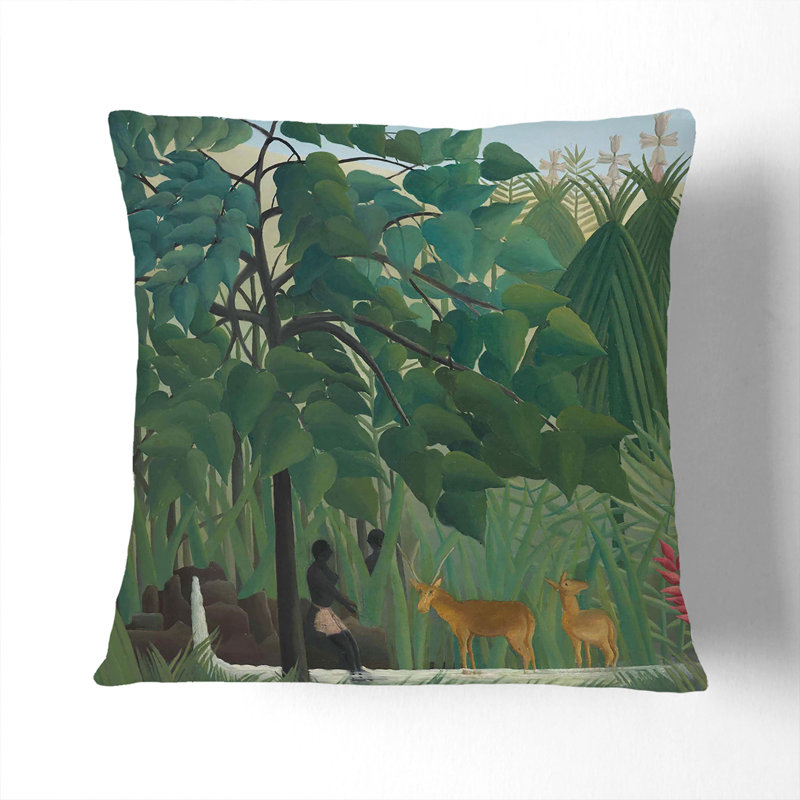 Two Deer Square Throw Cushion, 55cm H x 55cm W x 20cm D, Black