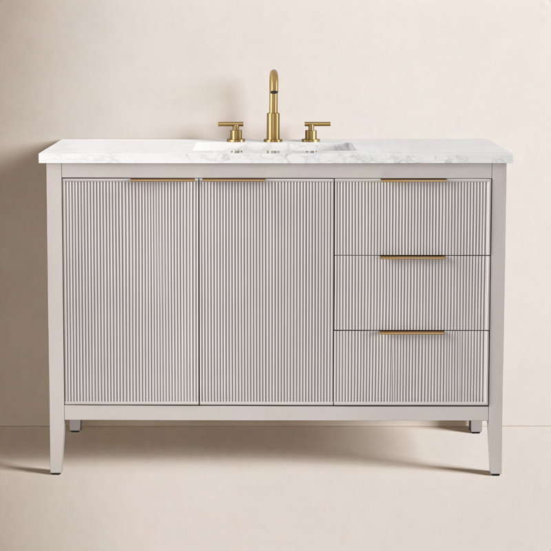 Emma 48" W Single Vanity, Taupe/Brushed Bronze