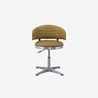 Turmeric and Chrome Adjustable Swivel Tufted Stool