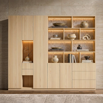92.5'' H Two-Piece Bookcase With Led Lighting