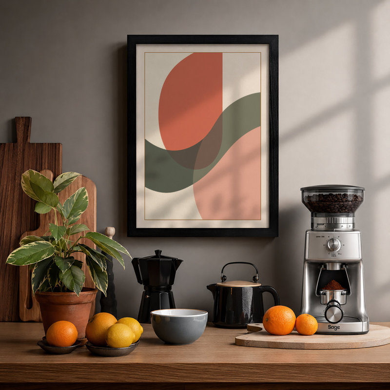 Organic Flow Minimalist - Framed Print, A1 - 84.1 x 59.4 cm, Black