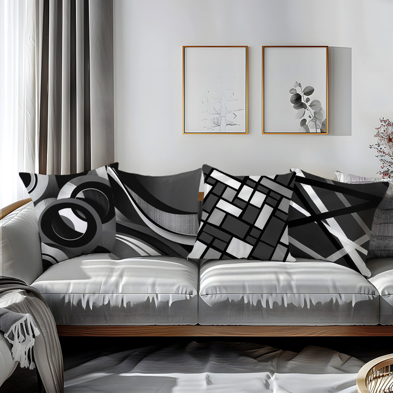 4 Pcs Simple Geometry Pattern Decorative Pillow Covers