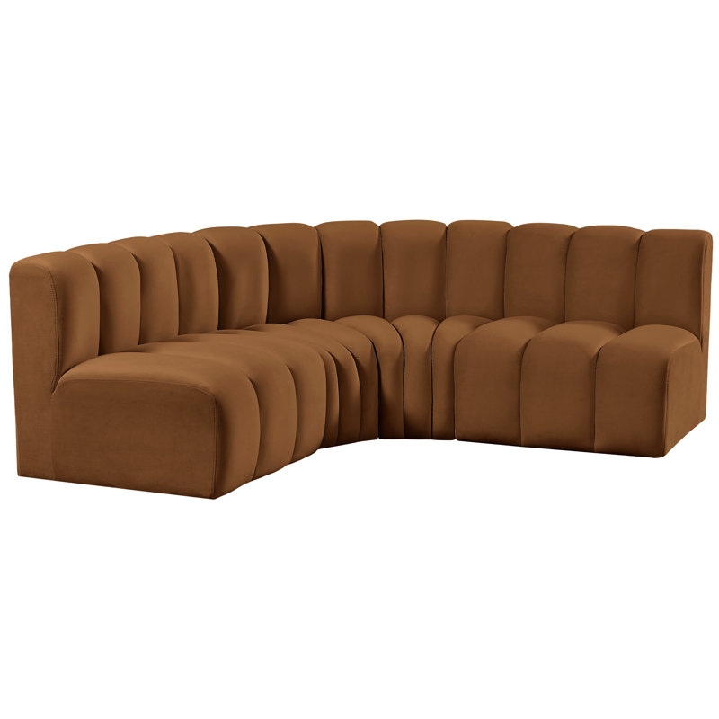 Hirah Upholstered Curved Sectional Reversible, Saddle Velvet