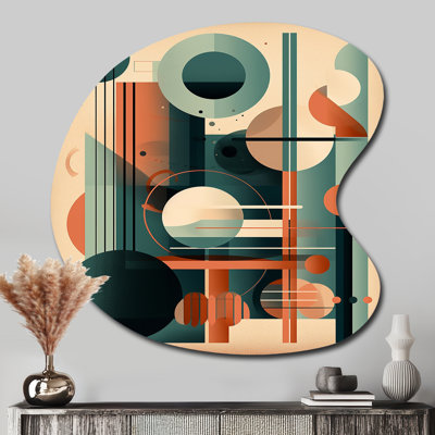 Cidni - art mural moderne asymétrique en métal de style Mid-Century, impression d'art en forme libre orange