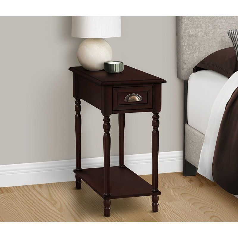 Table d'appoint, table d'appoint à 2 niveaux, table de bout, étroite, table de chevet, chambre à coucher, lampe, tiroir de rangement
