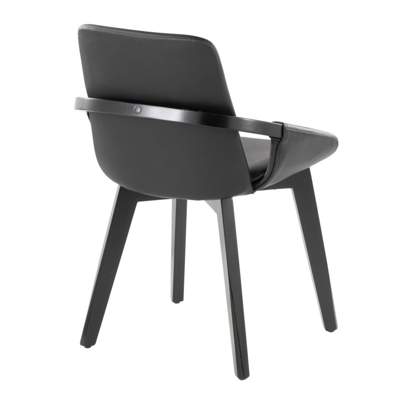 Chaise en bambou noir et similicuir noir