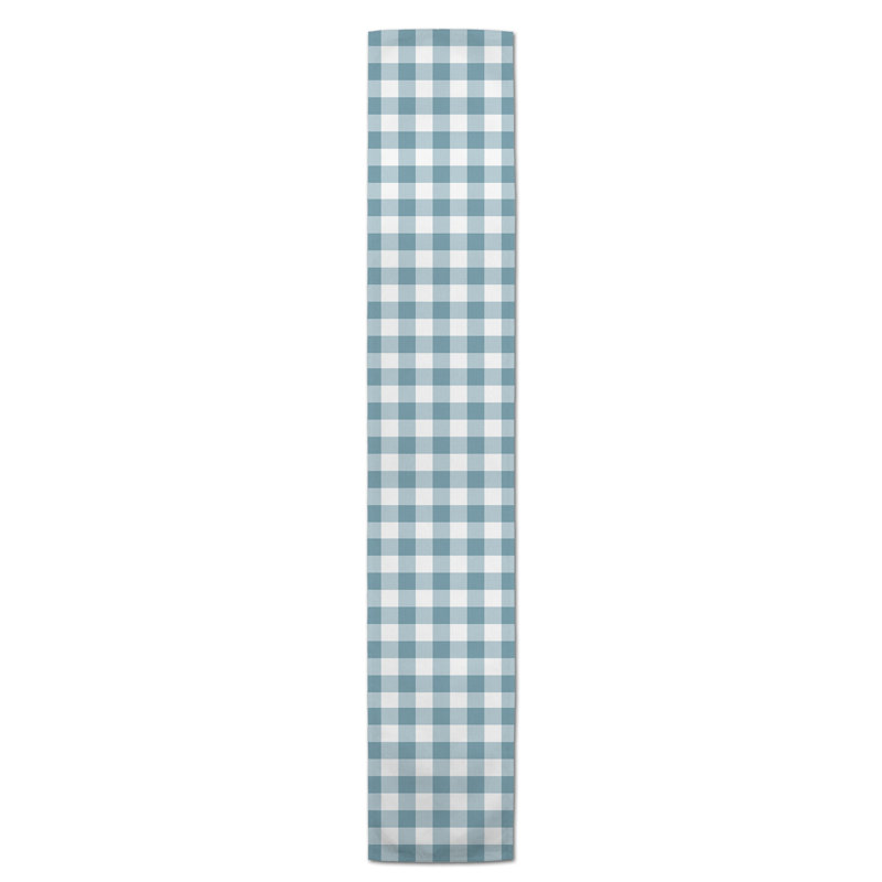 Chemin de table Westrick, 72 po x 16 po, Bleu ciel, Madeley Shibori ciel