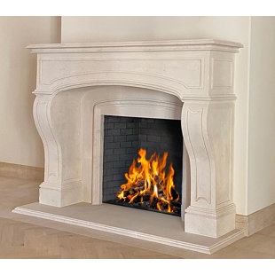 WFR-Montclair Fireplace Mantel – Custom Hand-Carved Natural Limestone or Cantera Stone Surround | French Baroque Revival Stone Mantel