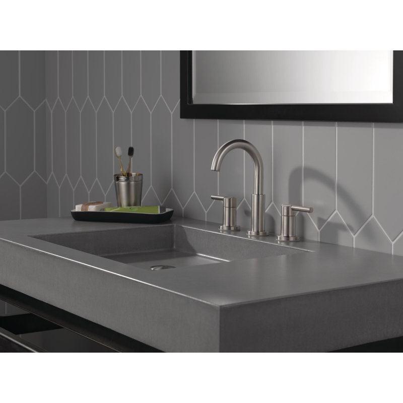 Nicoli Widespread Bathroom Faucet 3 Hole, 2-handle Bathroom Sink Faucet with Drain Assembly, Stainless Steel