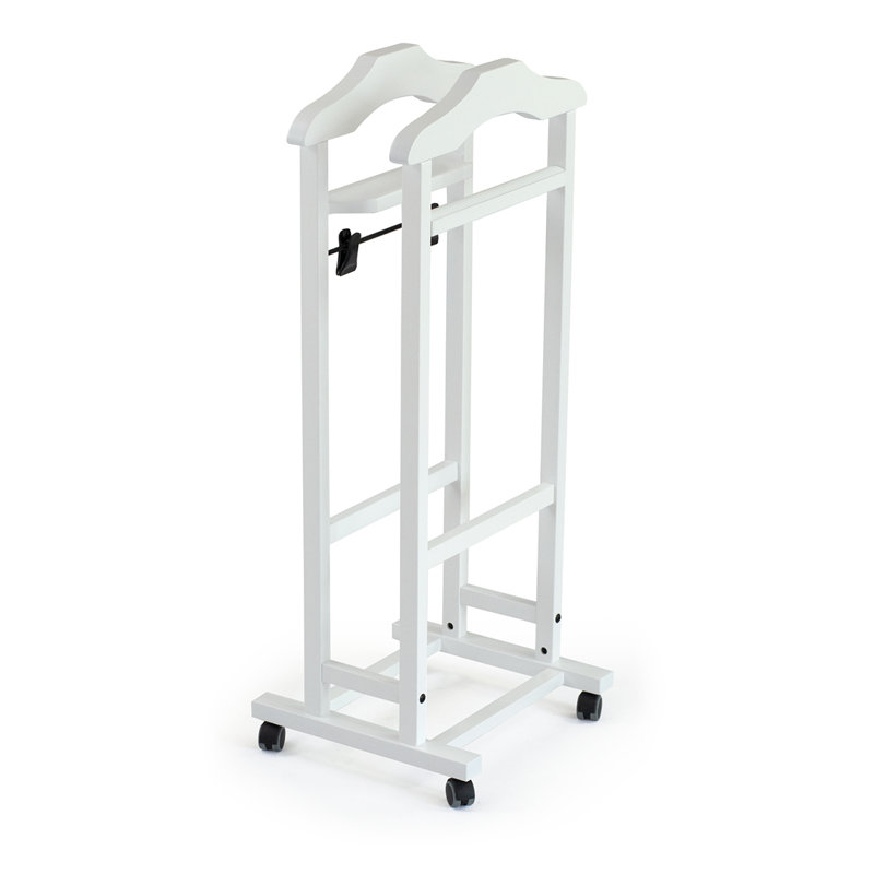 Hobner Solid Wood Freestanding Valet Stand, White