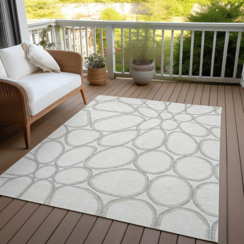 Ivory Rectangular Synthetic Washable Non-slip Area Rug