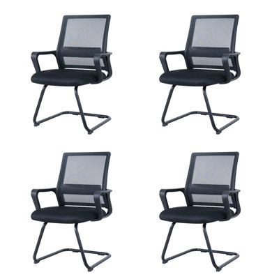 Ensemble de chaises de bureau en filet pour salle d'attente, chaise d'invité de bureau et ensemble de 4 chaises de salle d'attente avec accoudoirs