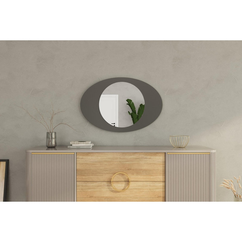 Modern Anthracite Wall-Mounted Mirror, 35.4 x 70.9 x 0.9 inches | 100% MDF with Eco-Friendly Flotal-E Finish | Sleek Design Perfect for Home Decor, Entryways, Bathrooms & Living Spaces, Easy Installation