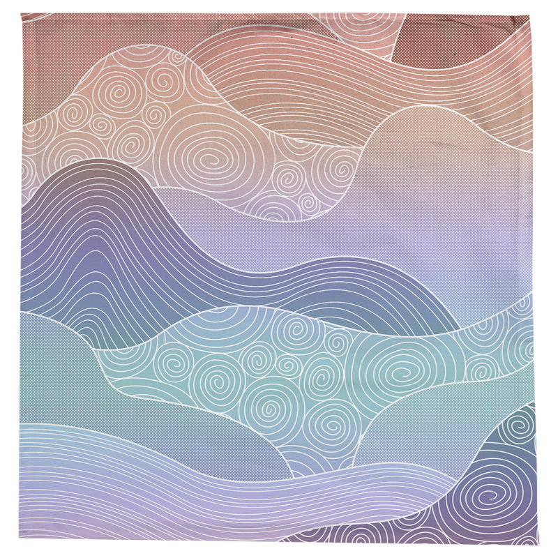 Leffel Hand Drawn Waves Tablecloth, Red/Blue