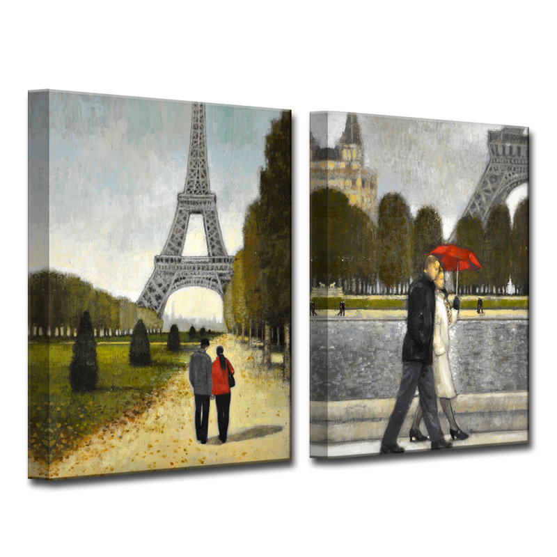 Romantic promenade I/II par Norman Wyatt Jr., ensemble de 2 reproductions d’art sur toile tendue