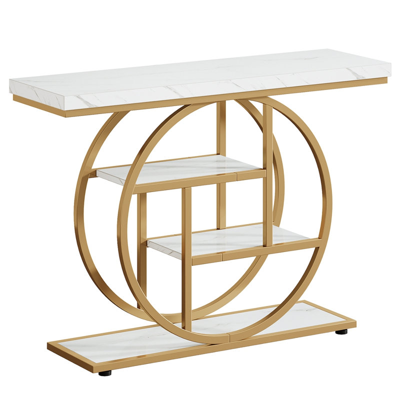 Console industrielle 41,3 ", canapé d'entrée à 4 niveaux avec base circulaire