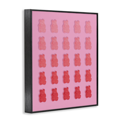 Pink & Red Bear Gradient Framed Giclee, design by LISH Creative