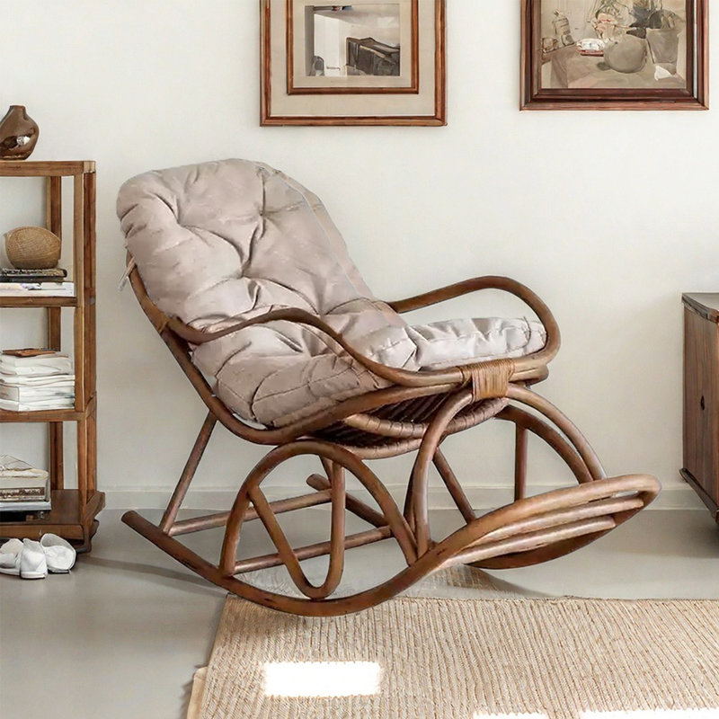 Chaise berçante ergonomique et robuste en rotin