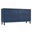Buffet élégant doté de portes à motif ondulé sophistiquées avec un design à rainures arquées dans une disposition élégante à quatre portes, réglable, adapté pour le bureau, le vestibule et le salon (bleu marine)