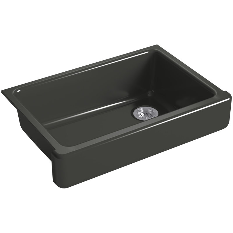 Whitehaven Self-Trimming 32-1/2" L x 21-9/16" W x 9-5/8" Under-Mount Single-Bowl Sink with Short Apron, Caviar