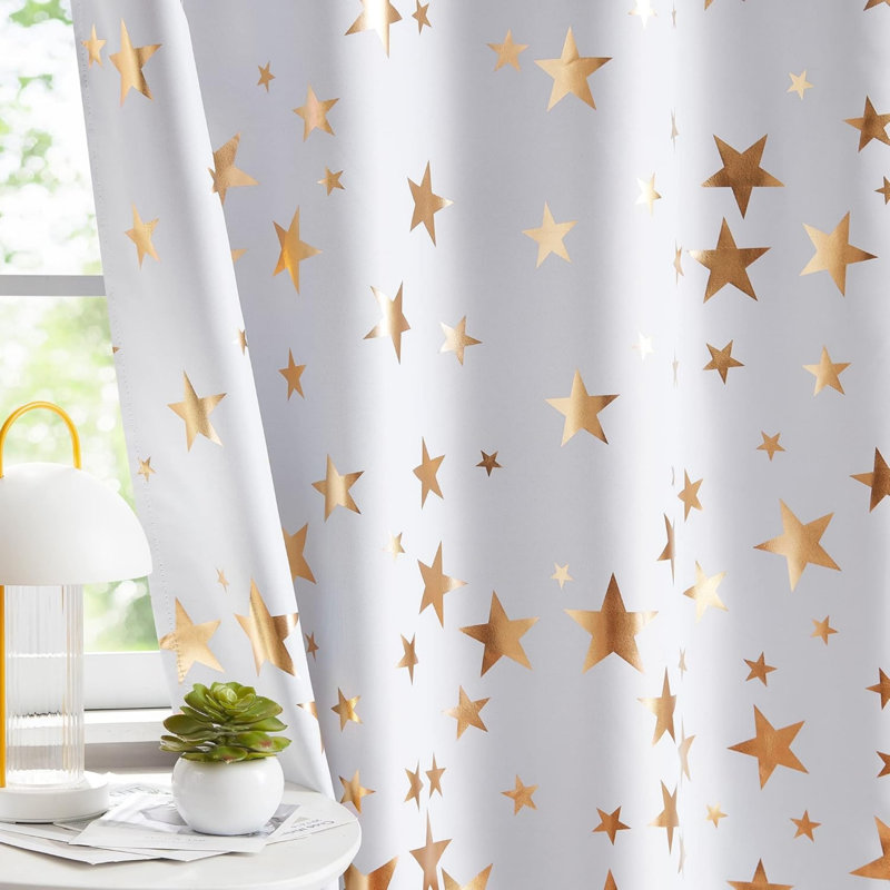 Blackout Curtain Panel Pair, Gold, 183cm Width x 168cm Drop