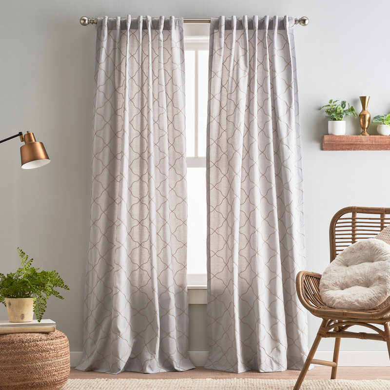 Mallorca Cotton Blend Semi Sheer Pair, 42" W x 95" L, Linen