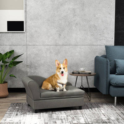 Lit confortable pour chien - plateforme surélevée grise avec compartiment de rangement dissimulé pour petits chiens moyens