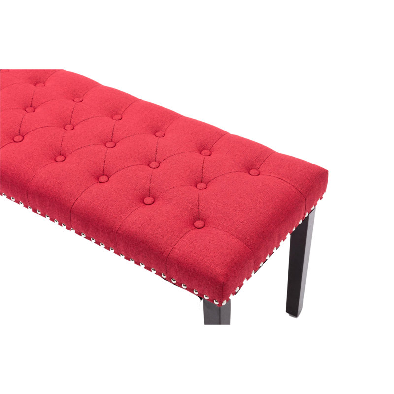 Red Polyester Blend Upholstered Entryway Bench