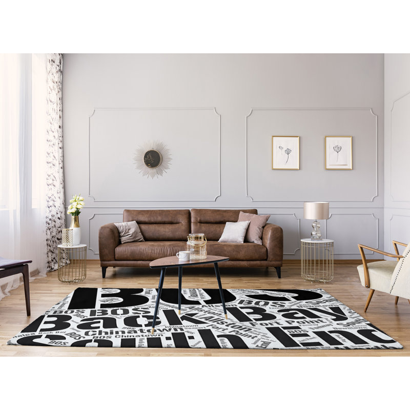 Tapis de zone noire à tissage plat poils longs, Rectangle 5 pi x 7 pi
