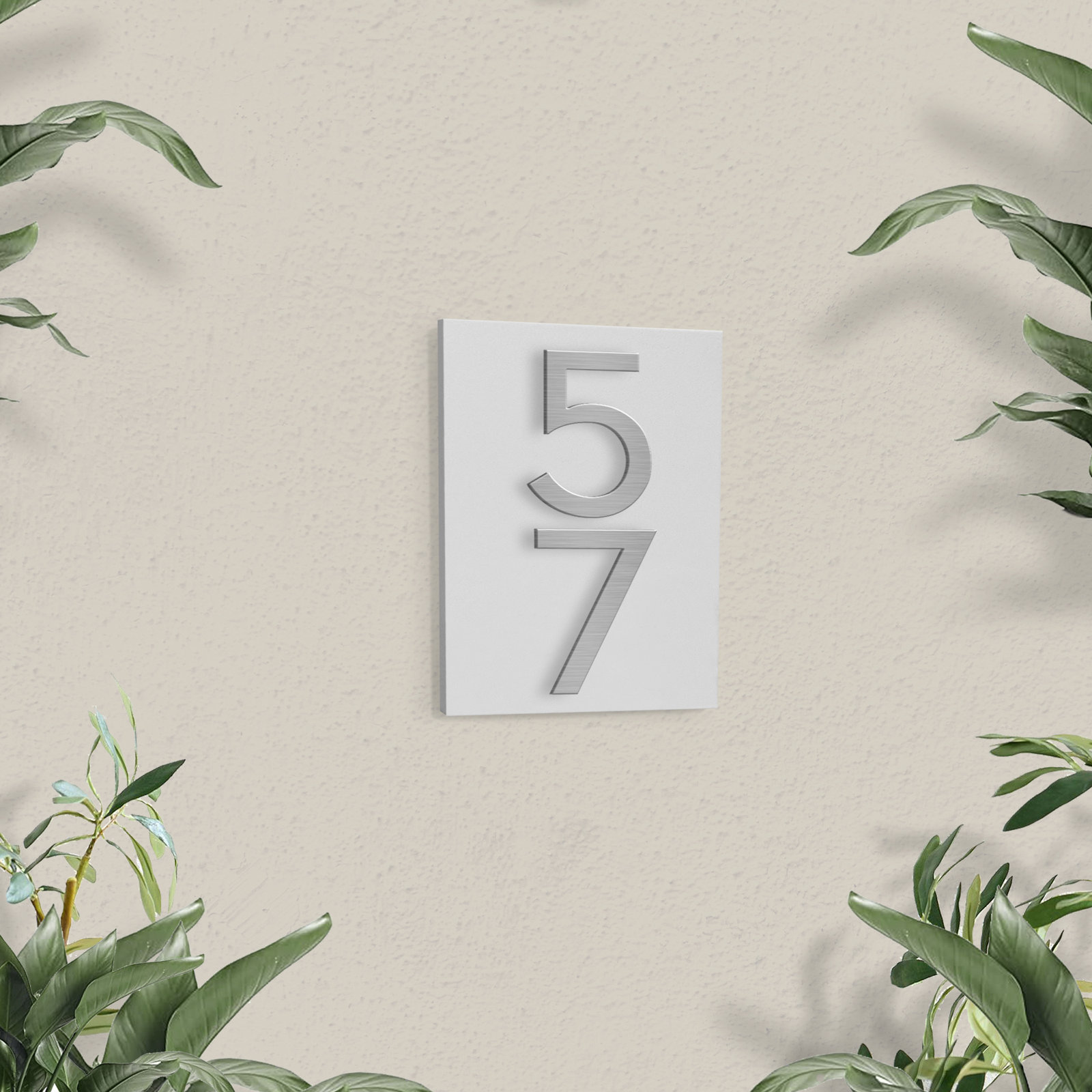 Wall Address Plaque, Silver, White