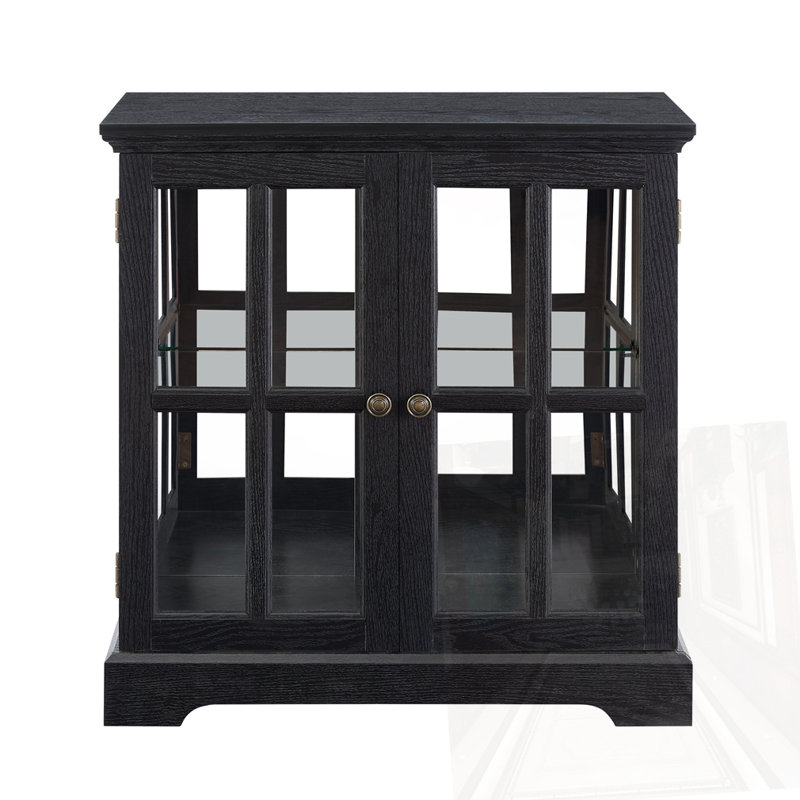 Tall Accent Cabinet With Glass Door, Black