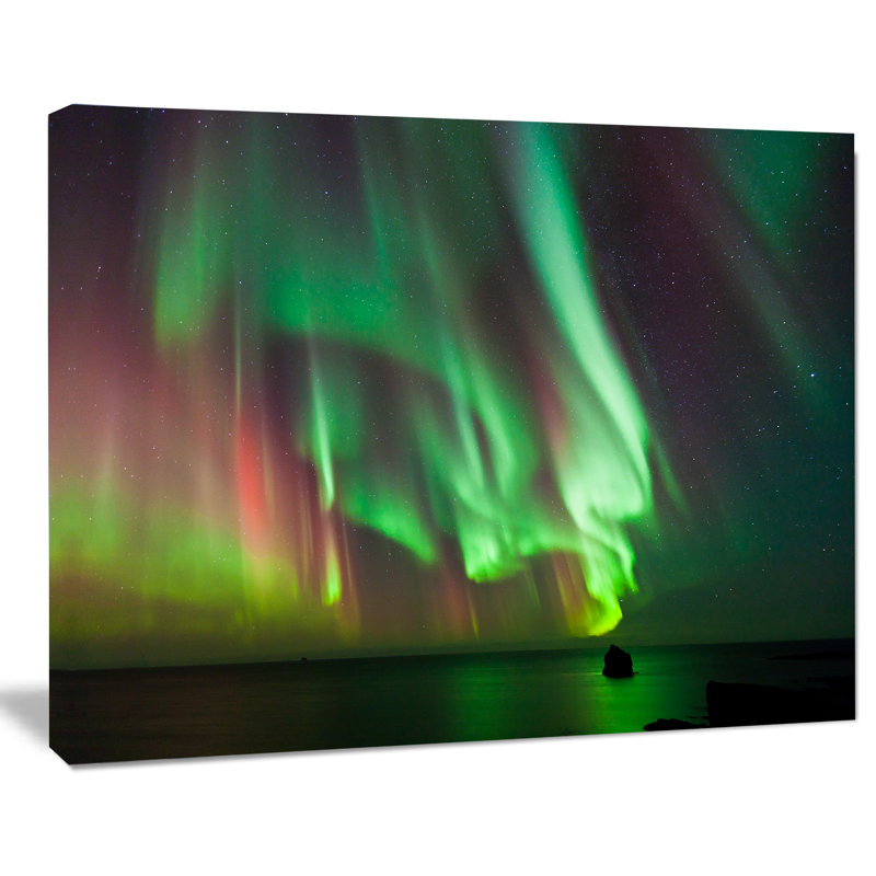 « green northern lights aurora », reproduction de photo sur toile tendue, H 8 po x l 12 po