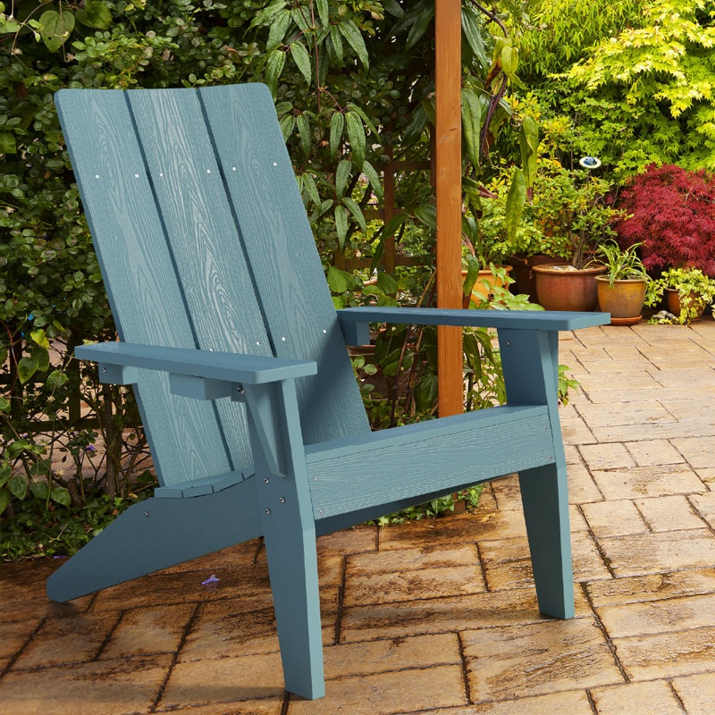 All Weather Outdoor Plastic Adirondack Chairs, Fire pit Chairs, Blue