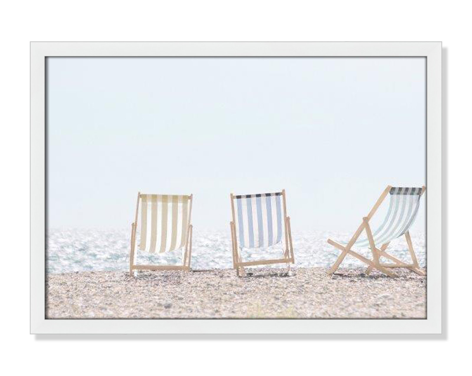 Adriatica "Beach Chairs" Print by Leah Straatsma, 17" H x 23" W x 1.25" D, Satin White