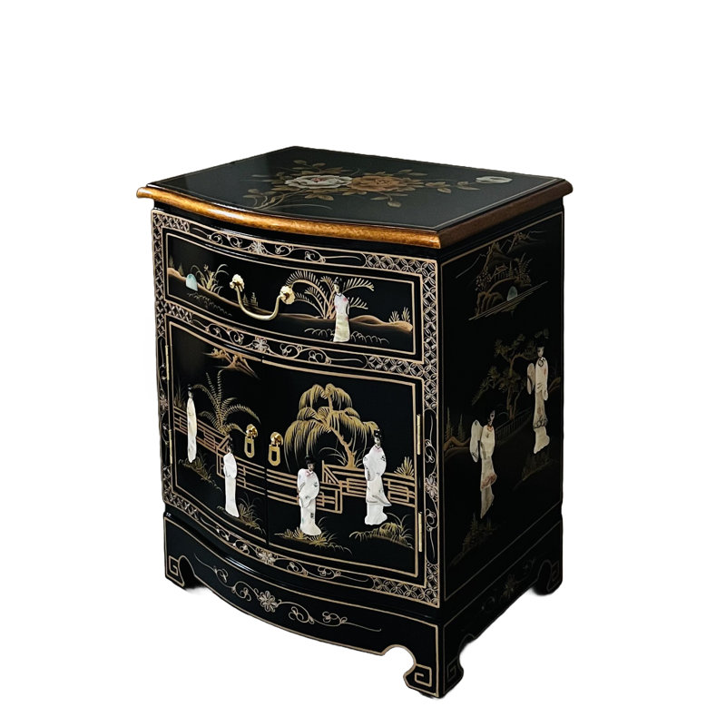 Mother of Pearl Hand Painted Side Table Cabinet