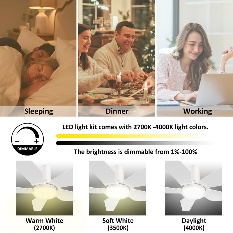 Demontez 52" Smart DC Motor Ceiling Fan with LED Lights, Remote Control and Downrod Inculded