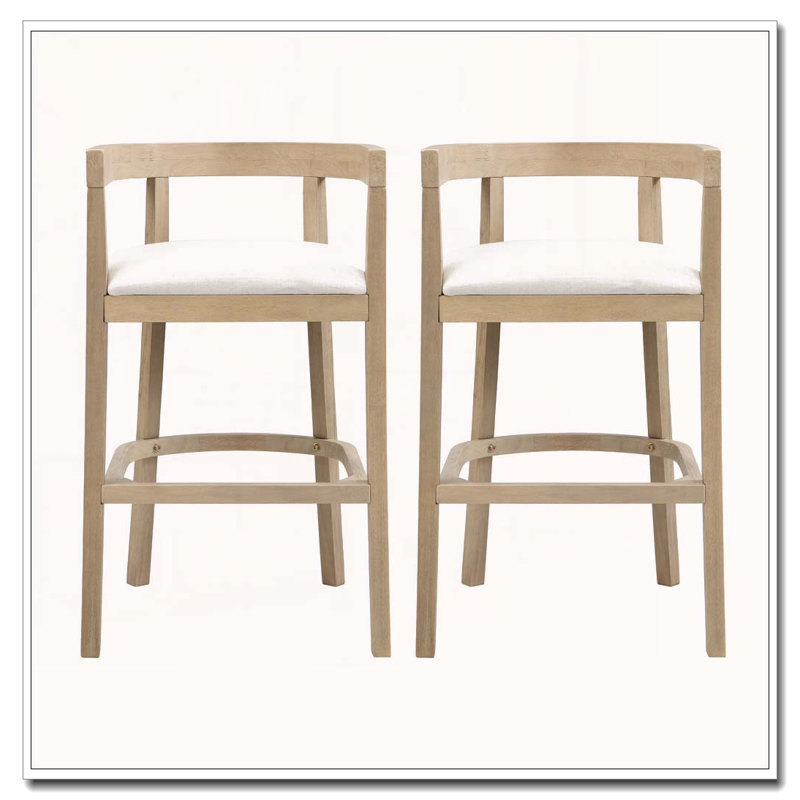 Tabouret de comptoir en bois d'hévéa, Beige