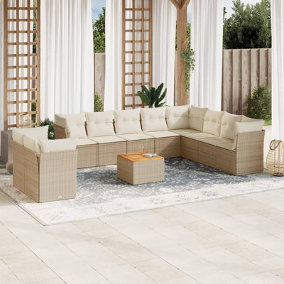 Ensemble de canapé de jardin Vidaxl beige et blanc crème