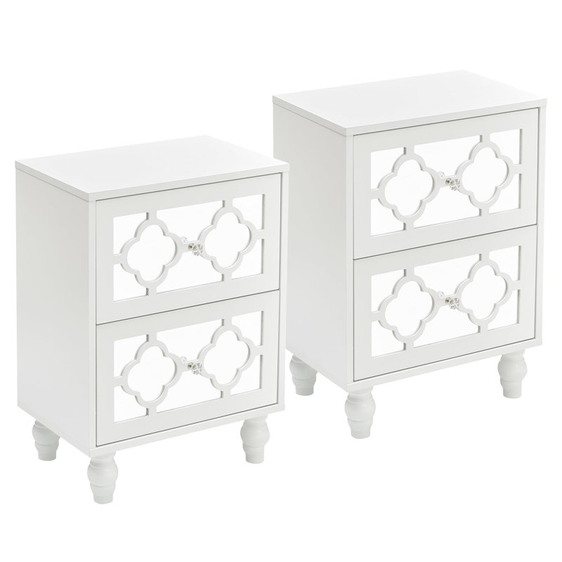 Table de chevet 2 tiroirs Blayz, Blanc