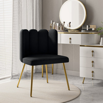 Chaise d'appoint en velours l 23,6 po avec dossier capitonné Yorba