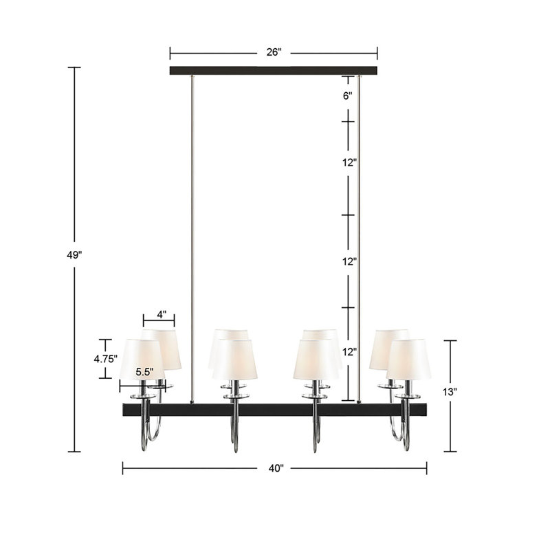Lustre traditionnel 8 lumières avec abat-jour tambour