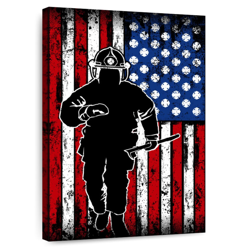 Lelar Grunge American Firefighter, 24" H x 16" W