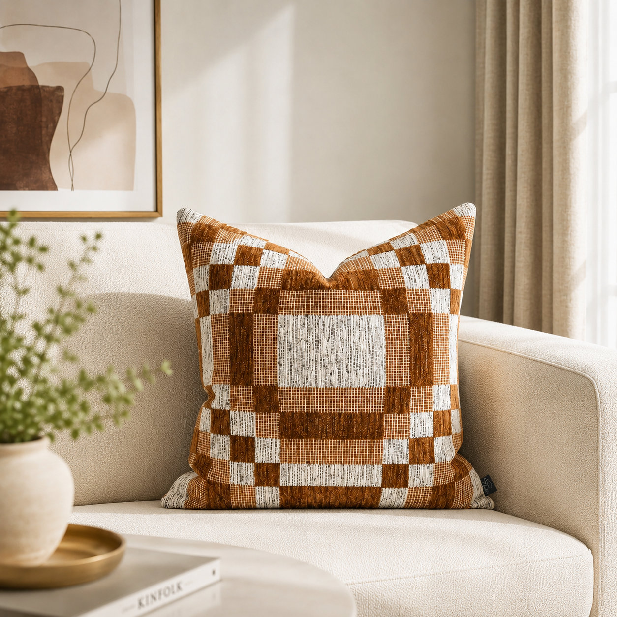 Langdon Shapes Throw Pillow, Mustard, 24'' H x 24'' W