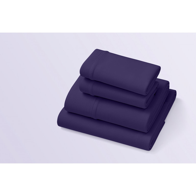 Feuilles mauves SoftStretch, de profondeur, Drap pour lit simple, drap-housse avec taie d'orei